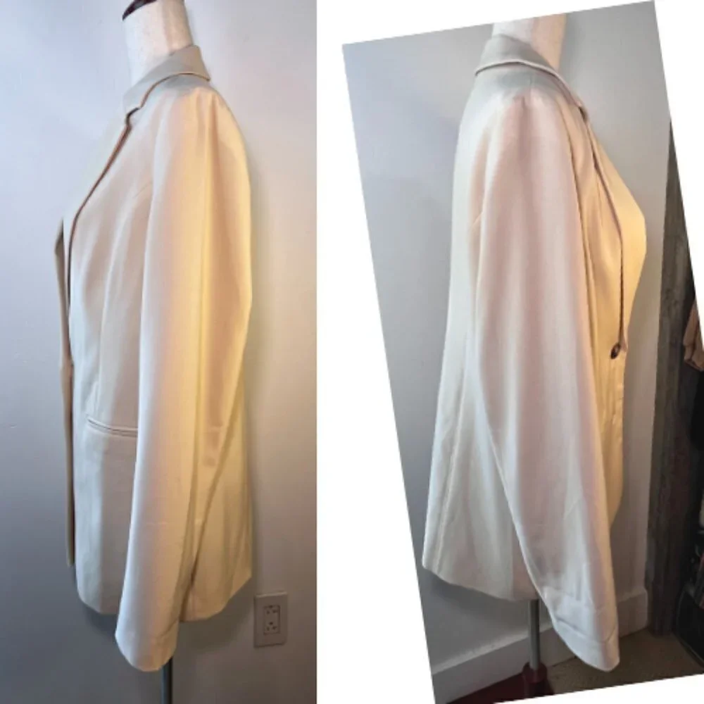MO-KA Cream Beige Single-Breasted Relaxed Blazer Size M